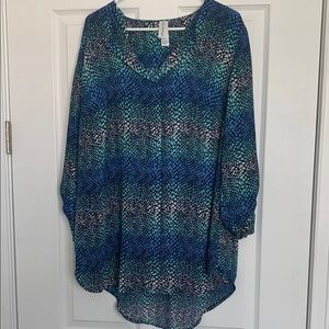 Pure Energy Blue Patterned Women's Top